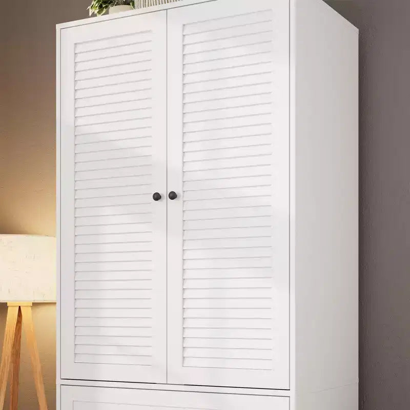 COZONY Armoire Wardrobe with 3 Drawers & 2 Doors, Modern Wooden Closet Cabinet for Bedroom, Heavy Duty White Standing Armoire – Image 13