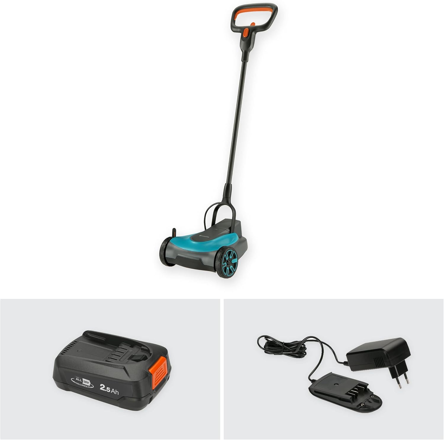 Set tondeuse à gazon sans fil HandyMower 22/18 V P4A Gardena, prêt à l’emploi : Tondeuse manuelle, pour pelouse jusqu’à 50 m², hauteur de coupe réglable, avec batterie 18 V P4A (14620-20) – Image 9