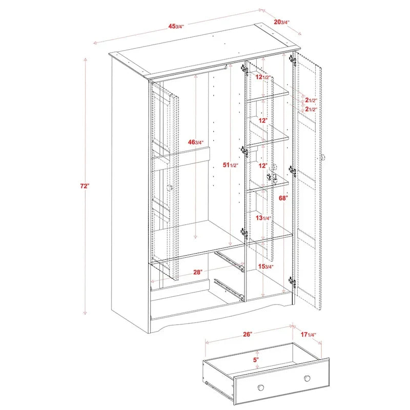 3-Door Wardrobe Armoire - White/Mocha/Java - Solid Wood – Image 4