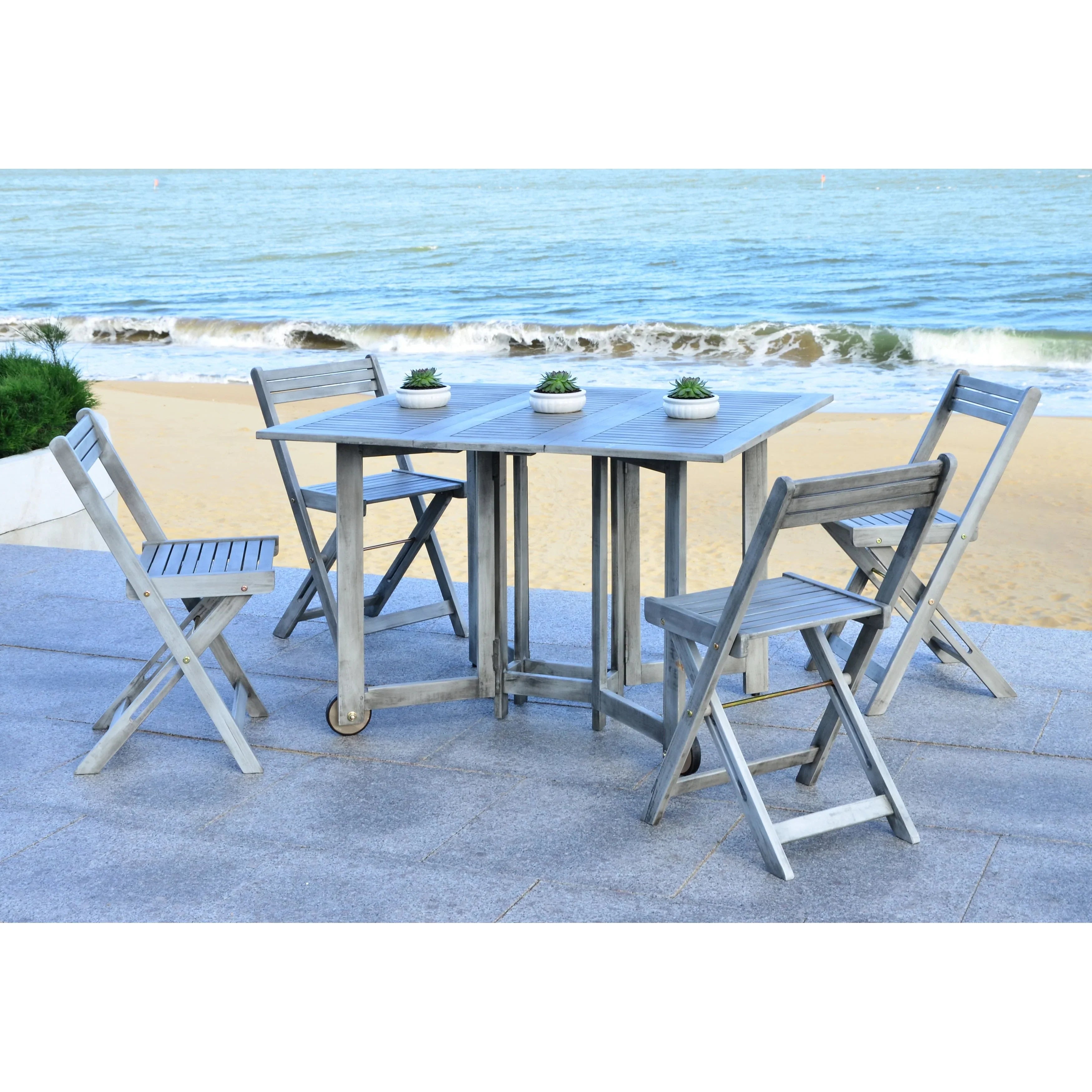 SAFAVIEH Outdoor Brandy 5-Piece Outdoor Dining Table Set - 43Wx35Dx29H – Image 10