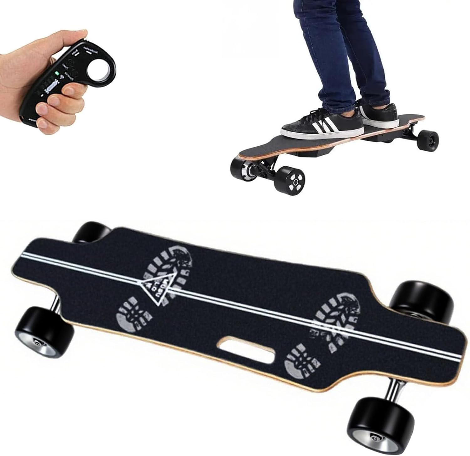Longboard ÉLectrique pour Les Trajets Quotidiens, E-Skateboard, Skateboard 4 Roues en Bois D'éRable pour Adultes, Skateboard ÉLectrique 7 Couches en ÉRable
