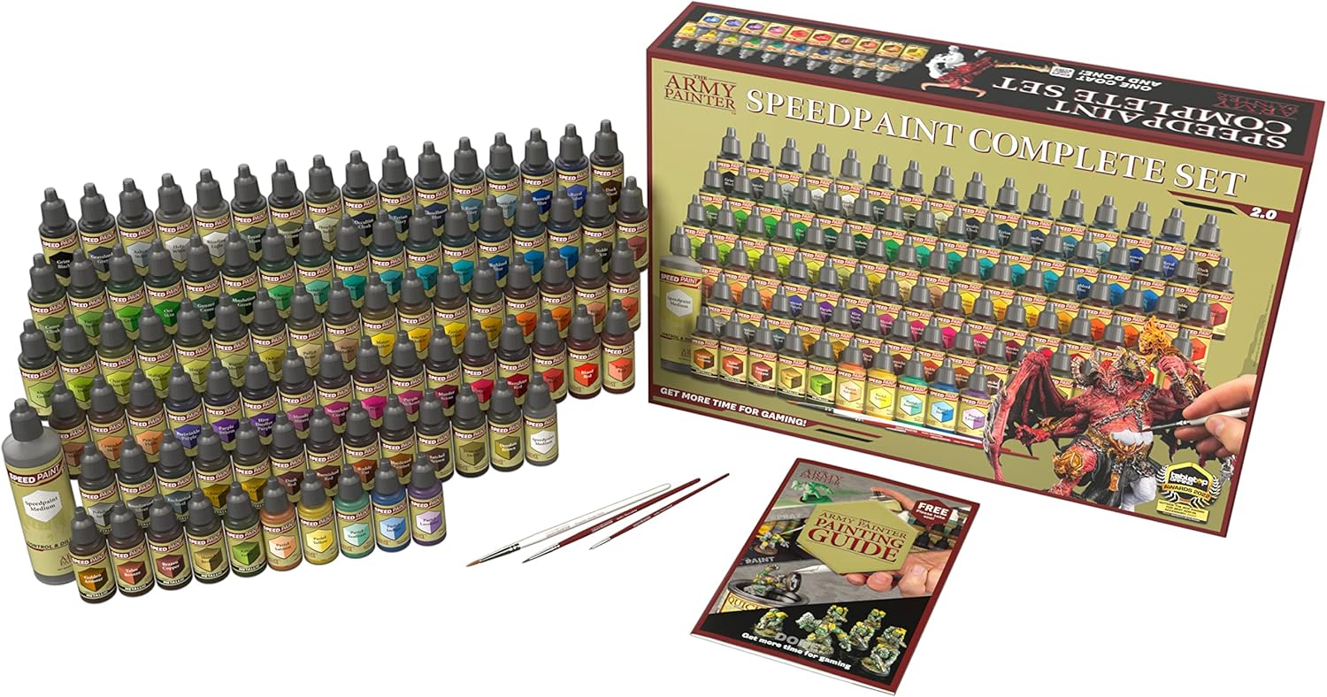 The Army Painter Speedpaint Complete 2.0, L'ensemble Complet 90 Flacons De Kit Peinture Acrylique 18ml, Incluant Les 3 Pinceaux Peinture Essentiels Pour Warhammer 40k Et Dungeons & Dragons – Image 2