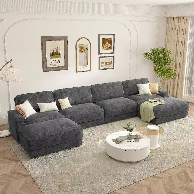 Dyonery 158 Extra Large Modular Sectional Sofa, CHENILLE Fabric with Deep Seat, Tool-Free Assembly – Image 25
