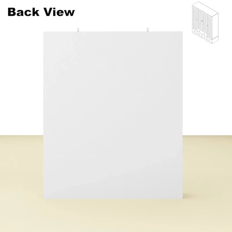 Wardrobe Armoire Closet 59W Large Freestanding Wardrobe Cabinet White – Image 41