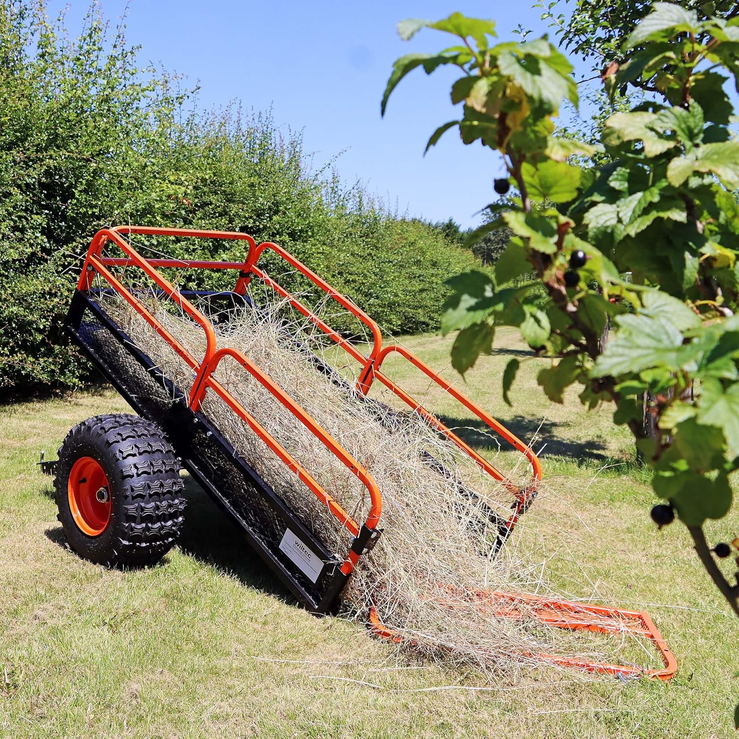 Wiltec Remorque basculante - 2159 x 1219 x 762 mm - capacité 680 kg - avec Grille et Parois amovibles - pour Tondeuse autoportée ATV Jardinage Transport – Image 8