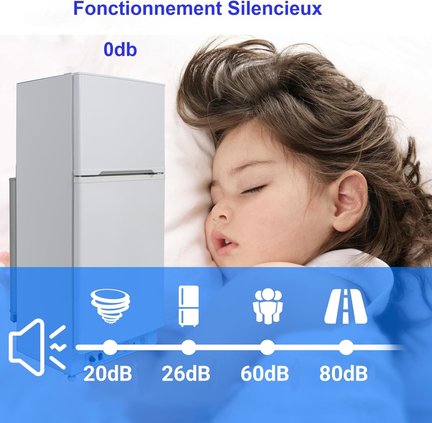 Frigo Congélateur Gaz/220V, Frigo Congélateur Combiné 175 litres (129+46), Réfrigérateur Congélateur Camping Gaz, Silencieux pour Gîte, Garage, Cabanon, Chalet, Mobile-home, Blanc – Image 3
