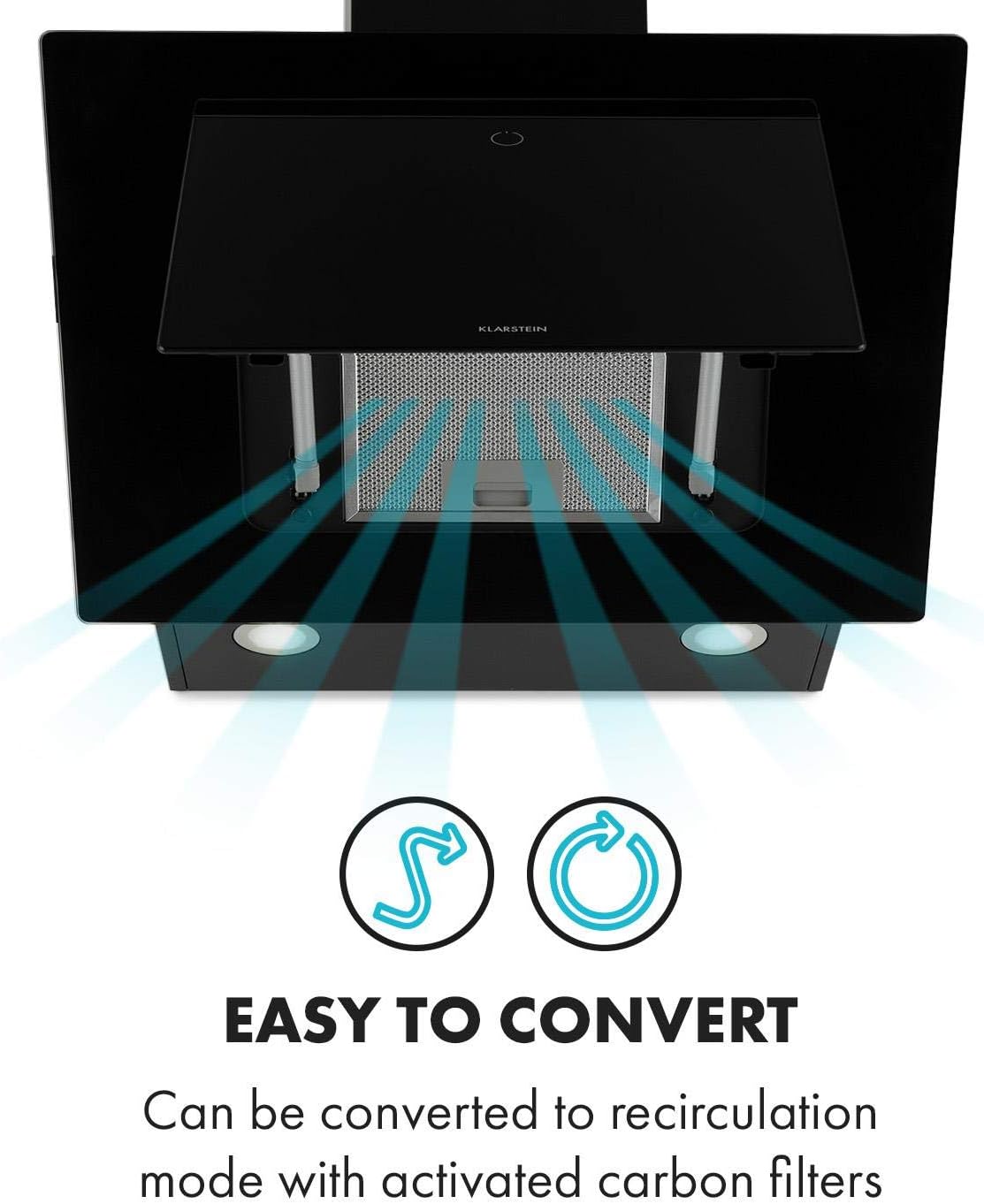 KLARSTEIN Eleonora - hotte aspirante, CEE A++, capacité: 426 m3/h, commande tactile, éclairage LED RVB, 60 dB, évacuation ou recirculation d'air, filtre à graisse, 60cm - noir – Image 4
