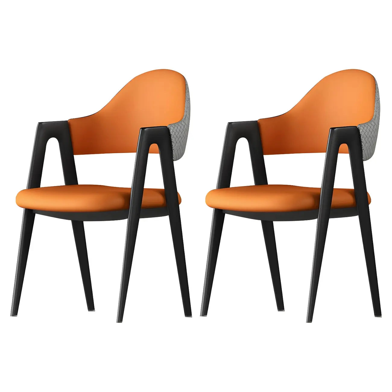 Modern Leather Curved Open Back Arm Dining Chair – Image 71