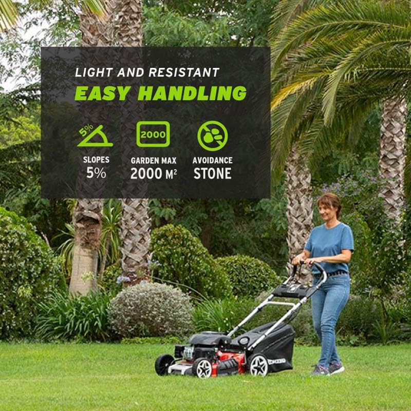 GREENCUT GLM880XE - Tondeuse Essence 224cc 7,5ch, démarrage électrique, autotractée, Lame Acier 53cm, Hauteur réglable, bac 65L, idéale Jardins Moyens/Grands Jusqu’à 2000m2 – Image 4