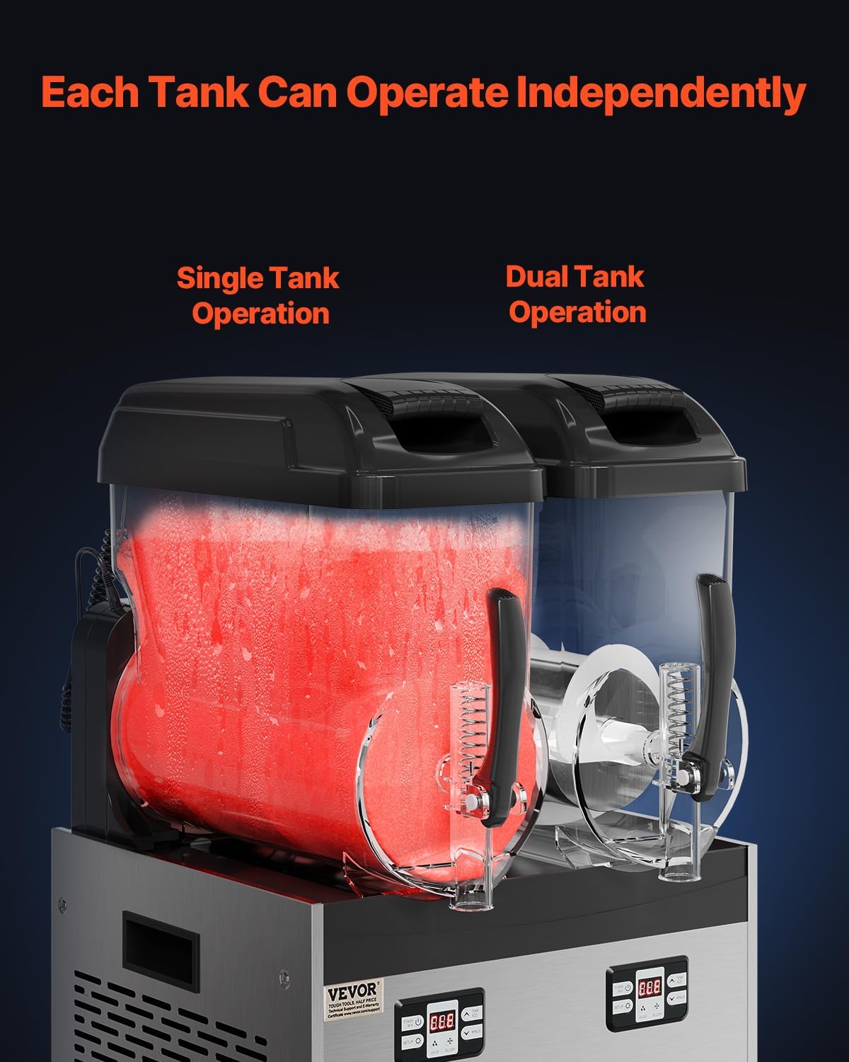 VEVOR Machine à Granité Commerciale 2x12 L Double Réservoir, Machine à Boissons Glacées en Inox de 96 Tasses, Distributeur de Boissons Frappées Granitas Margarita Smoothie, pour Restaurants Cafés Bars – Image 5