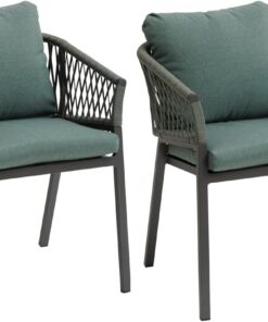 Hespéride - Lot de 2 Fauteuils de Jardin Oriengo Olive et Graphite Anti-Rouille Tissu Déperlant Coussins Déhoussables Mobilier pour Terrasse Balcon