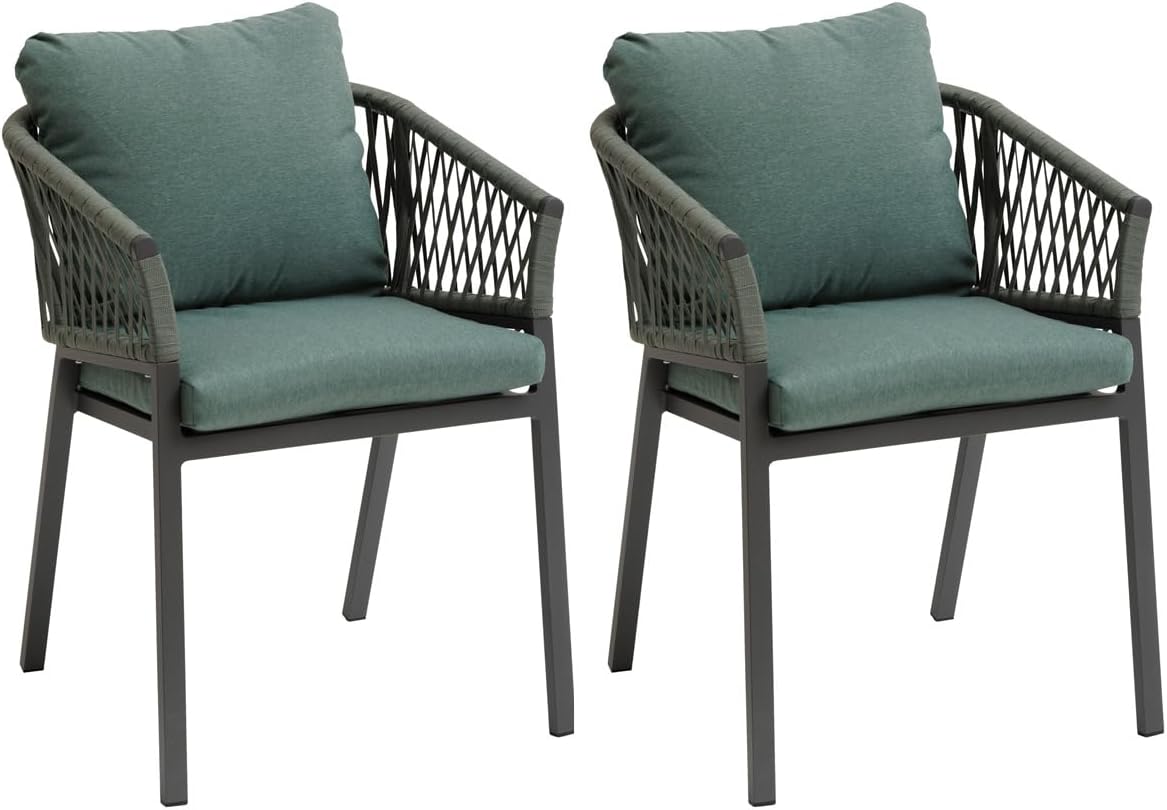 Hespéride - Lot de 2 Fauteuils de Jardin Oriengo Olive et Graphite Anti-Rouille Tissu Déperlant Coussins Déhoussables Mobilier pour Terrasse Balcon