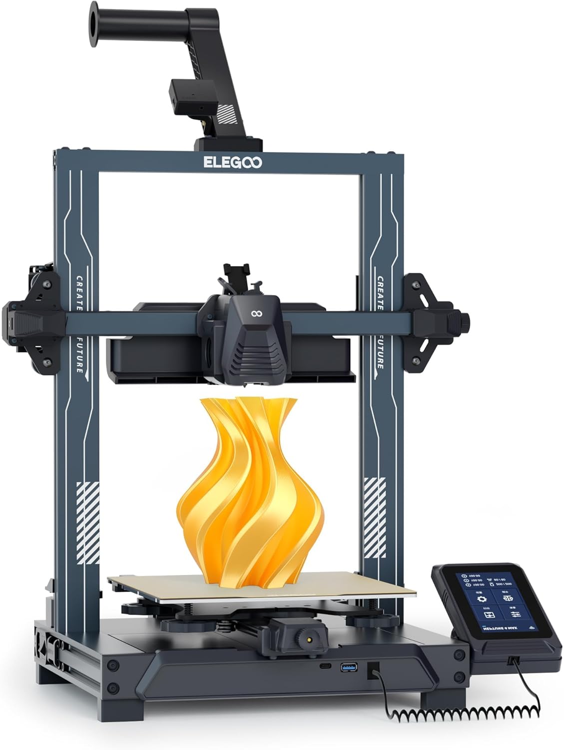 ELEGOO Neptune 4 Pro Imprimante 3D Rapide, 500mm/s Haute Vitesse avec Firmware Klipper, Nivellement Automatique et Extrudeuse Double-Gear Direct, Lit de Chaleur segmenté Intelligent 225x225x265mm