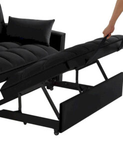 Alternative view of 4 in1 Loveseat Sofa Bed with Armrests & Storage Pockets, Multi-Function Tufted Pull-out Sofa Bed with Adjustable Backrest
