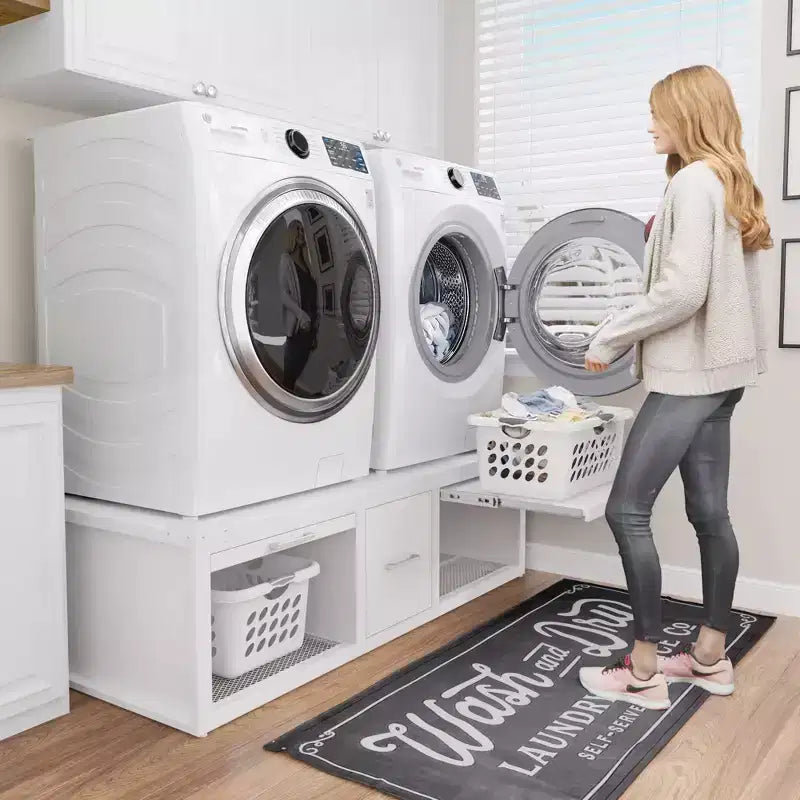 GDLF Washer and Dryer Pedestals, Universal Washer and Dryer Stand with Pull-Out Shelf,White – Image 4