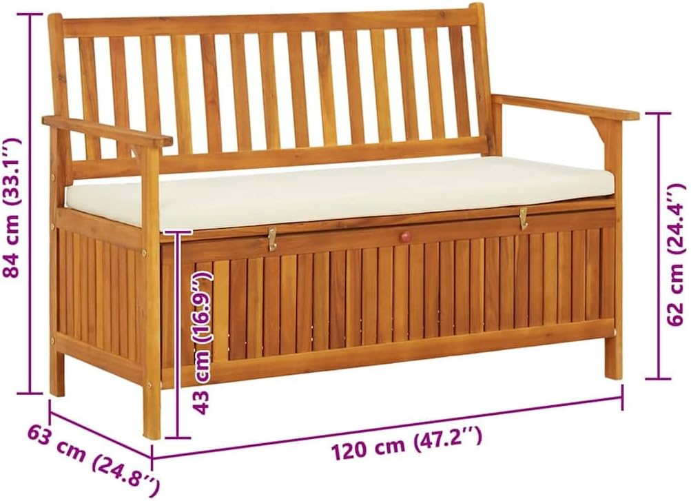 vidaXL Banc de Rangement de Jardin Siège Coffre Stockage Bois d'Acacia Massif – Image 2
