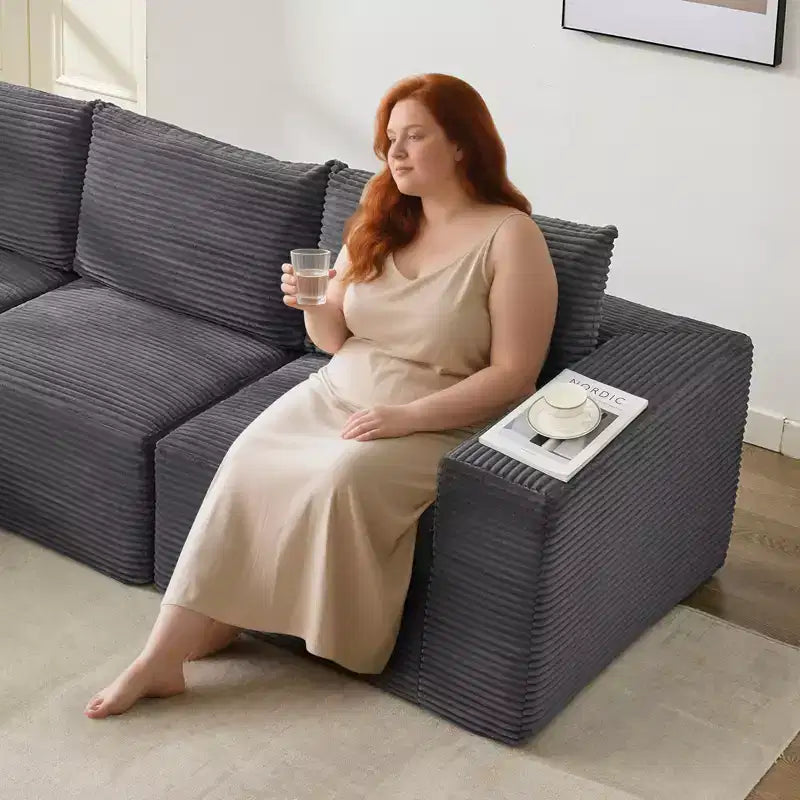 108 Modern Sofa Couch, 3 Seater Upholstered L Shaped Sofa with Pillows, Deep Seat Sofa, No Assembly Required – Image 22