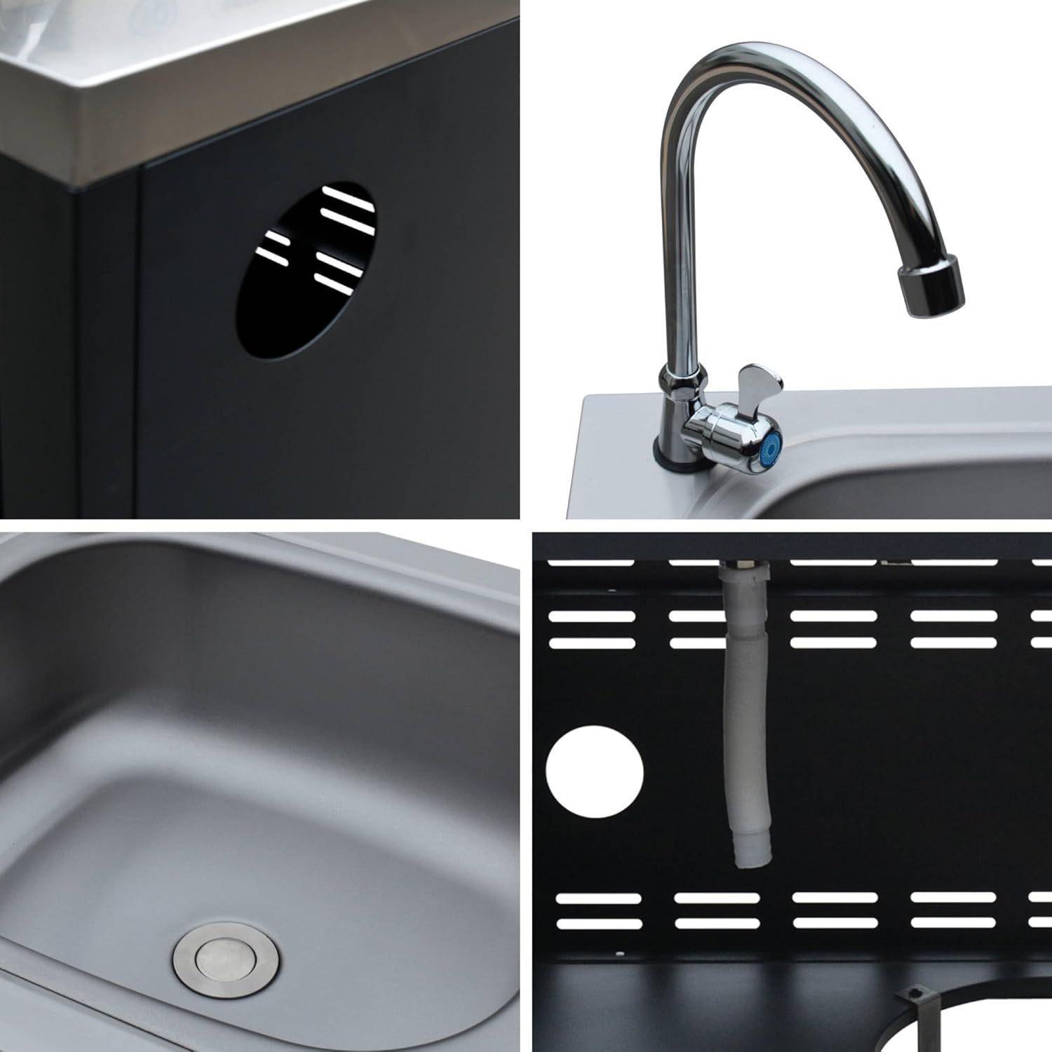 sweeek - Meuble de Cuisine extérieure en Acier avec évier L80cm – Image 7