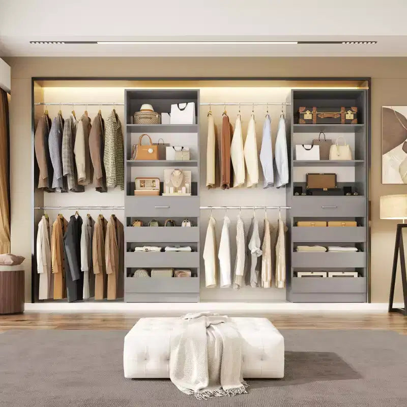 Besiost Closet System with 8 Wooden Drawers and 4 Hanging Rods – Image 9