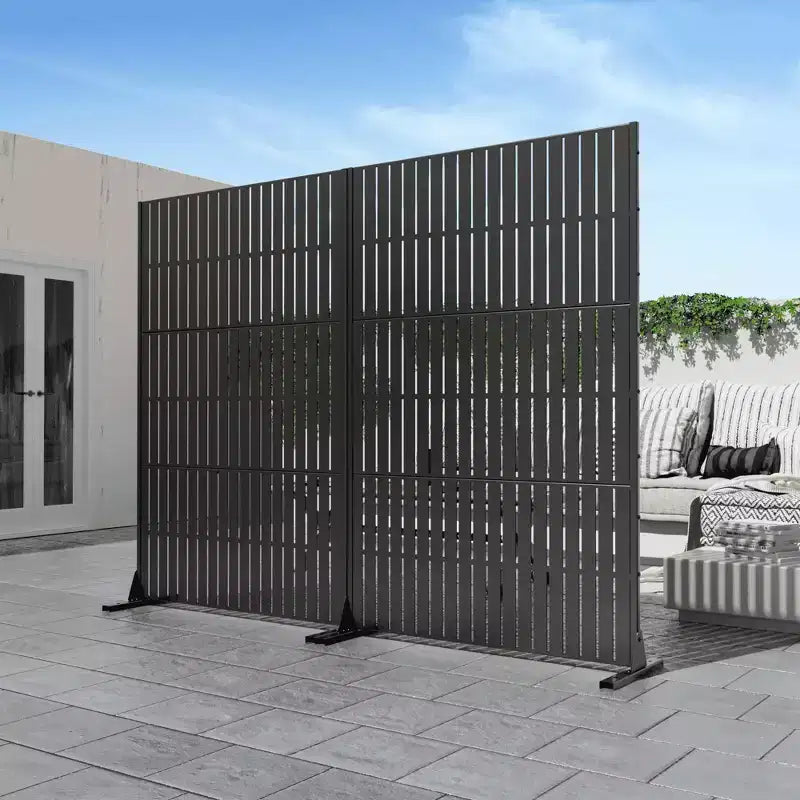 72 inch Room Divider Rectangle Privacy Screen with Galvanized Frame Garden Fence Patio Black – Image 2