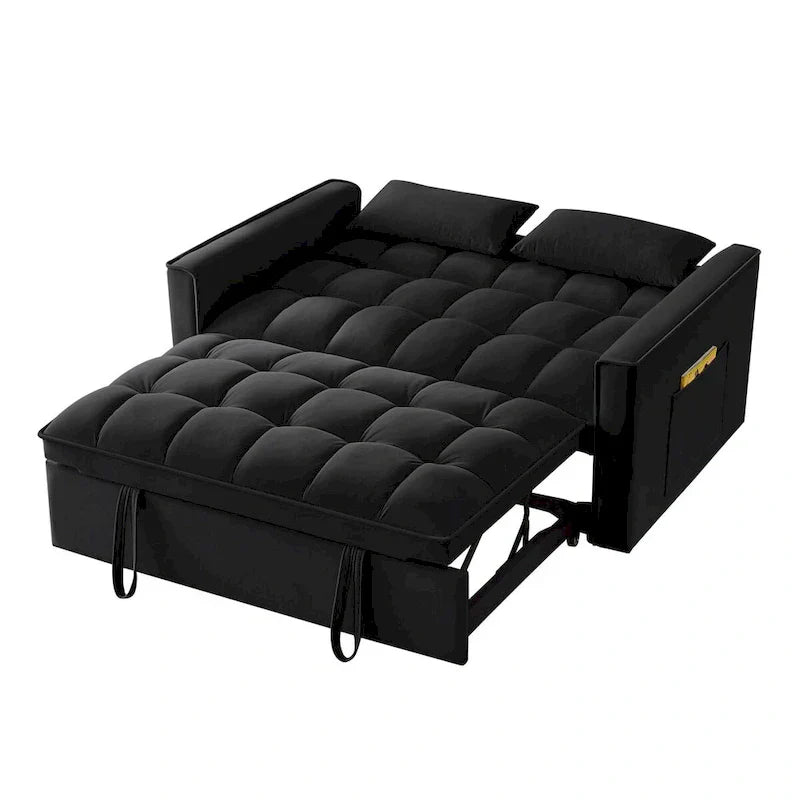 4 in1 Loveseat Sofa Bed with Armrests & Storage Pockets, Multi-Function Tufted Pull-out Sofa Bed with Adjustable Backrest – Image 64