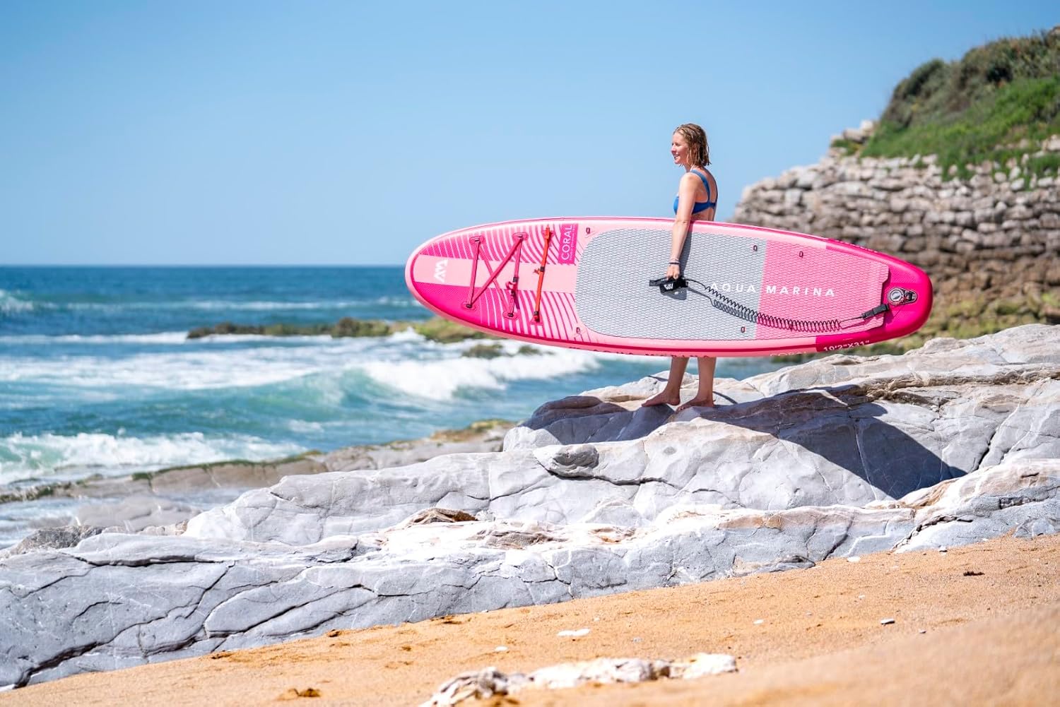 Aqua Marina Stand Up Paddle Coral 310 x 78 cm - Planche de SUP gonflable avec kit complet - Avec pagaie, pompe, sac à dos et aileron - Légère, stable et polyvalente – Image 6