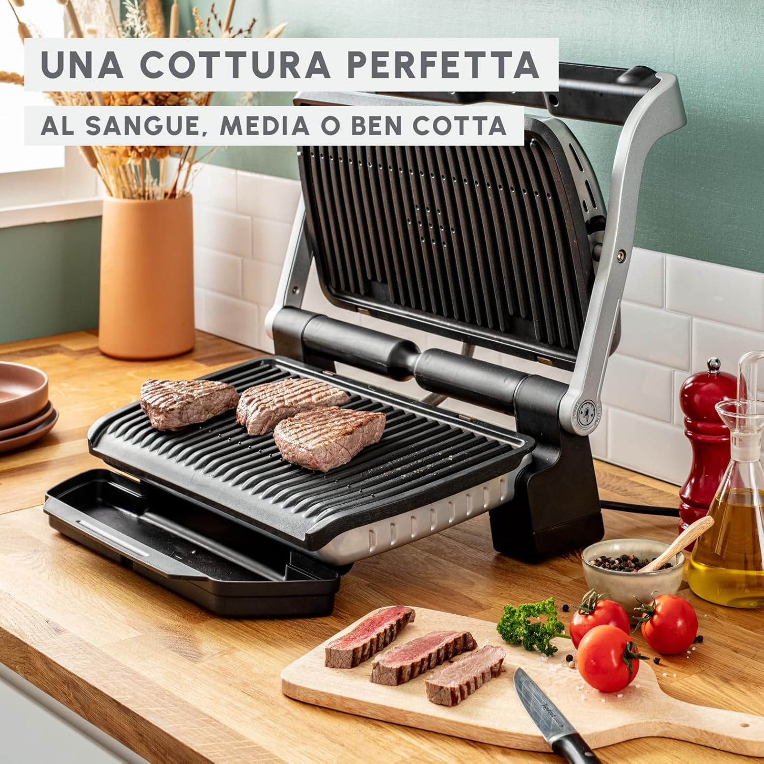 Moulinex Optigrill+ XL Grille électrique d'intérieur idéale pour cuisiner de la viande, du poisson et des légumes, indicateur de cuisson et 9 programmes automatiques, plaques antiadhésives, GI722D – Image 2