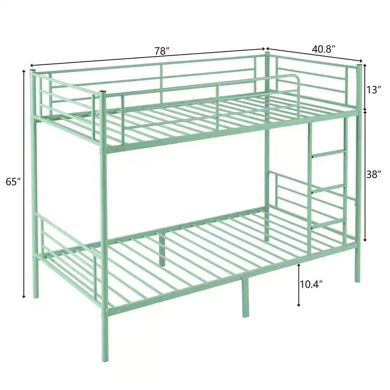 Karl Home Twin Over Twin Steel Bunk Bed Frame Ladder Bedroom Dorm Room for Kids Adult Children – Image 8