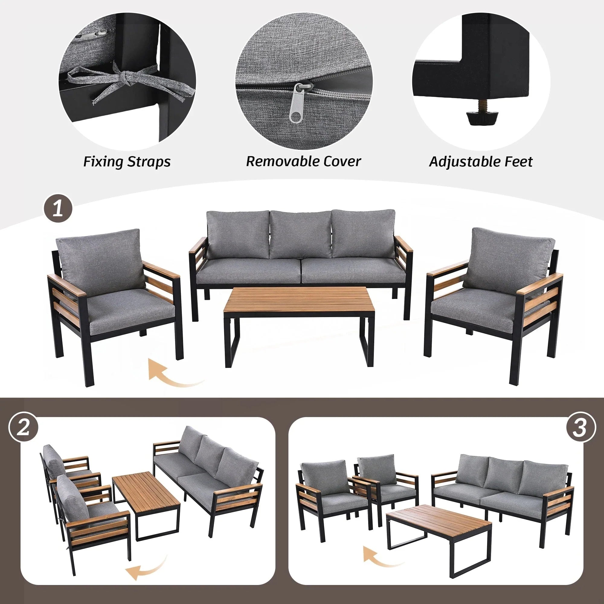4-Piece Outdoor Furniture Sofa Set – Image 20