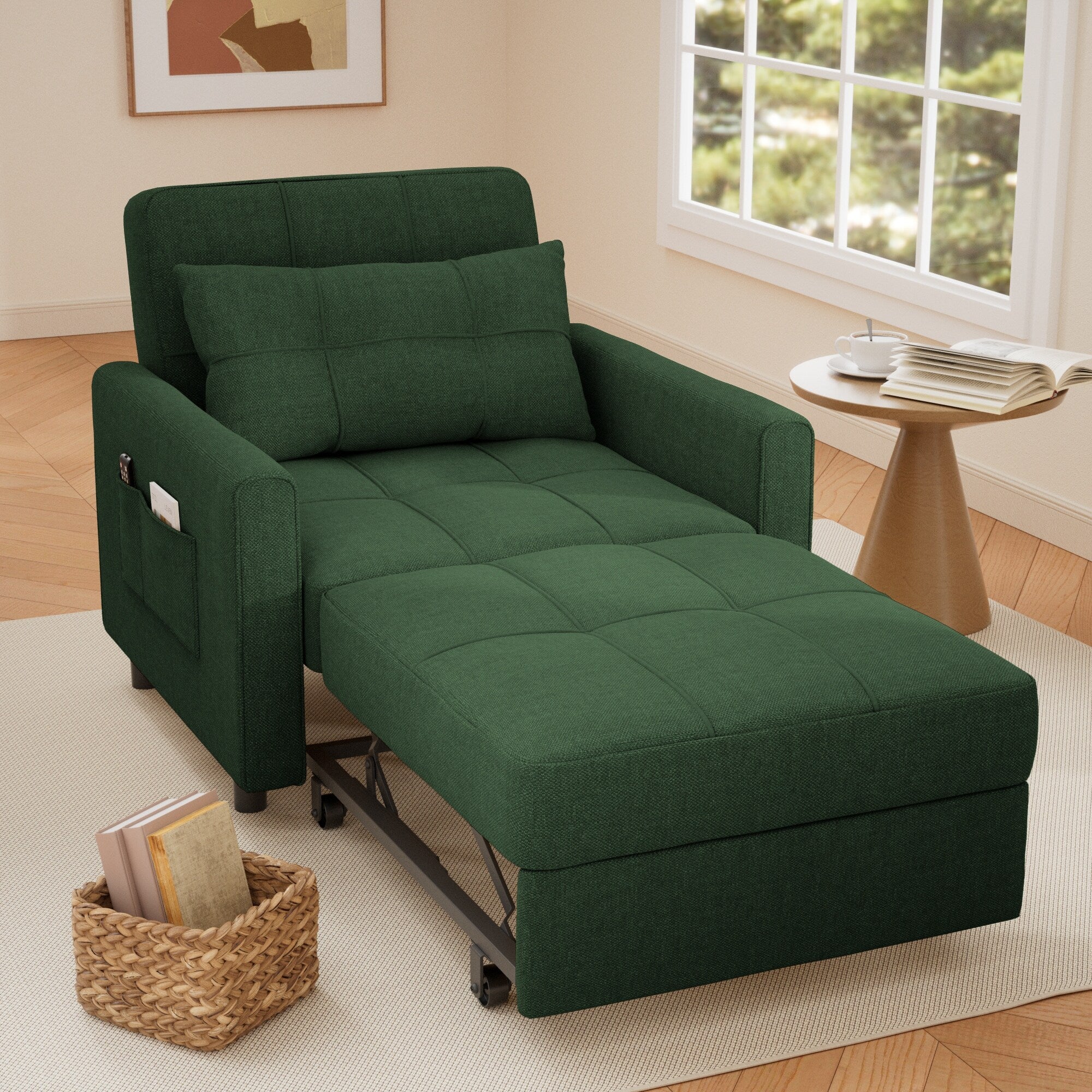 3-in-1 Adjustable Sleeper Sofa Bed, Pull Out Chair Sofa, Convertible Folding Bed for Living Room – Image 93