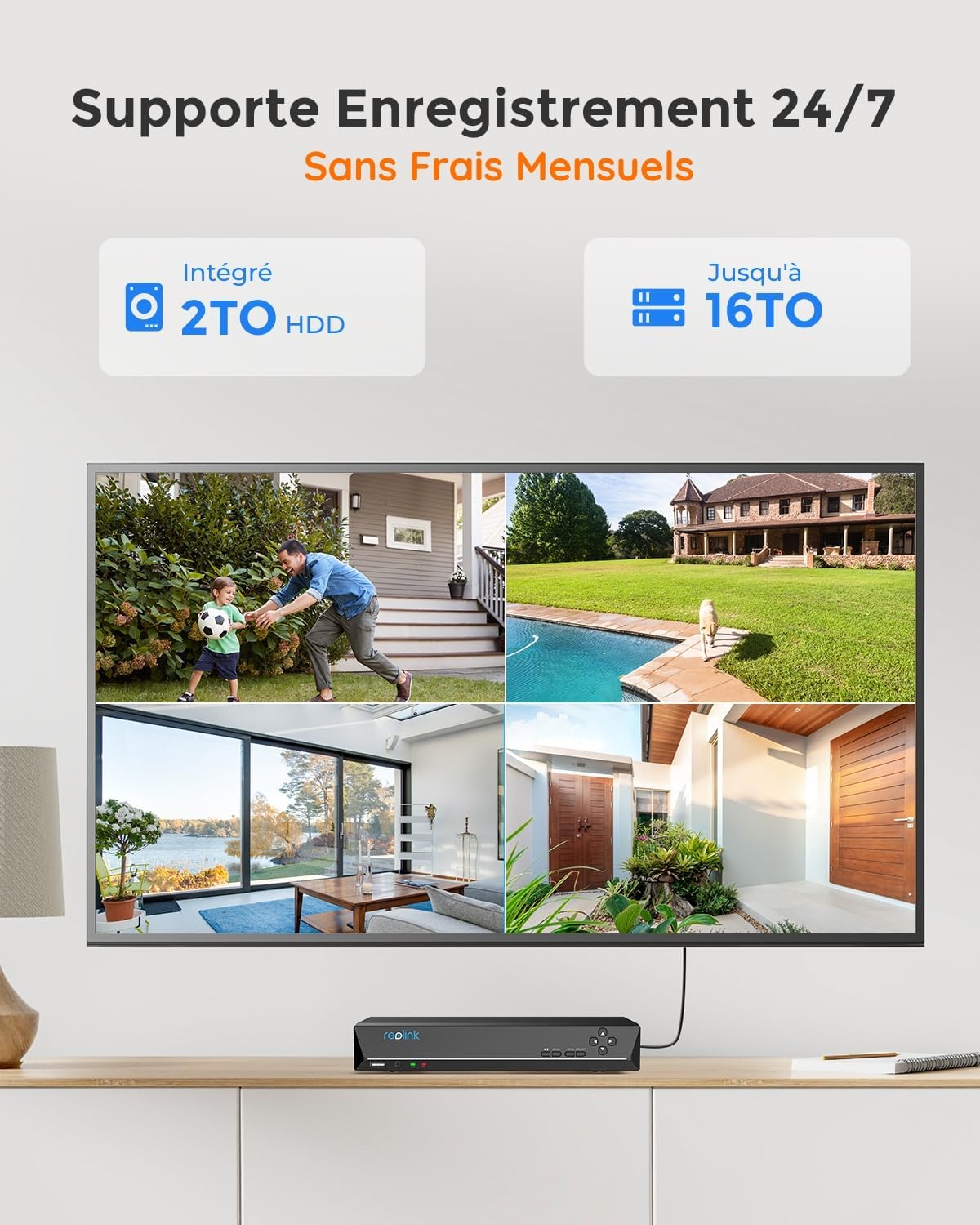 Reolink 5MP Caméra de Surveillance Extérieure, Kit Vidéo Surveillance avec 8CH 2To NVR et Caméra IP PoE Filaire 4X 5MP, Détection Personne/Véhicule, Vision Nocturne 30m avec Audio, RLK8-520D4-5MP – Image 5
