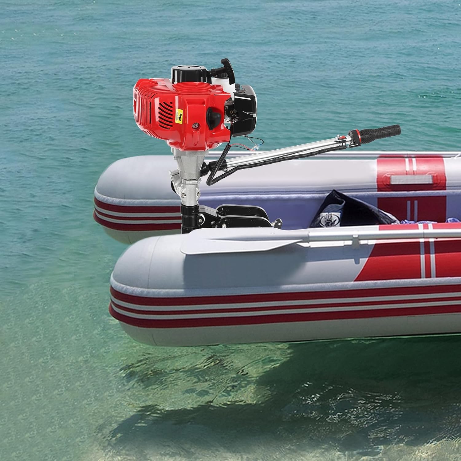 Moteur hors-bord, 4 temps 6 ch, moteur pour bateau à essence, 63 cm³. Refroidi par air. Moteur hors-bord pour bateaux gonflables, bateaux de pêche, kayaks de pêche – Image 2