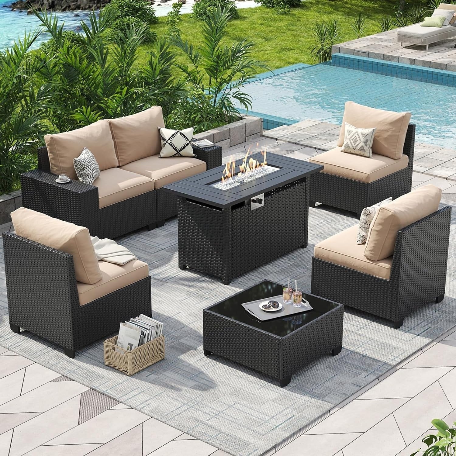Outdoor Patio Furniture Sets with 4in Thicken Cushion – Image 22