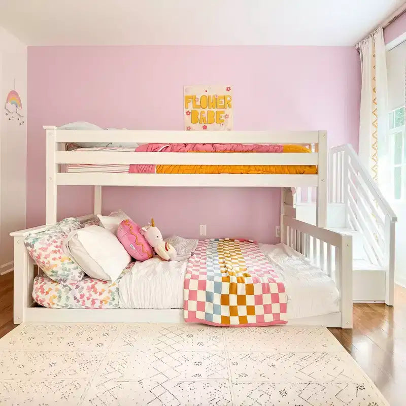 Max & Lily Wooden Twin over Full Low Bunk Bed for Kids with Staircase – Image 13