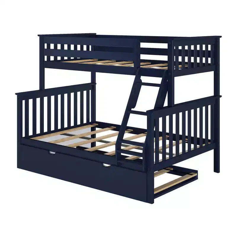 Max & Lily Solid Wood Bunk Bed, Twin over Full with Storage Trundle and Ladder for Kids – Image 7