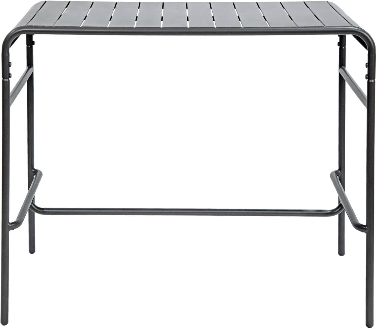 sweeek - Table Haute de Jardin Acier + 4 assises Amelia Anthracite. 4 chaises Hautes en Acier. 120 x 70cm x 95cm – Image 5