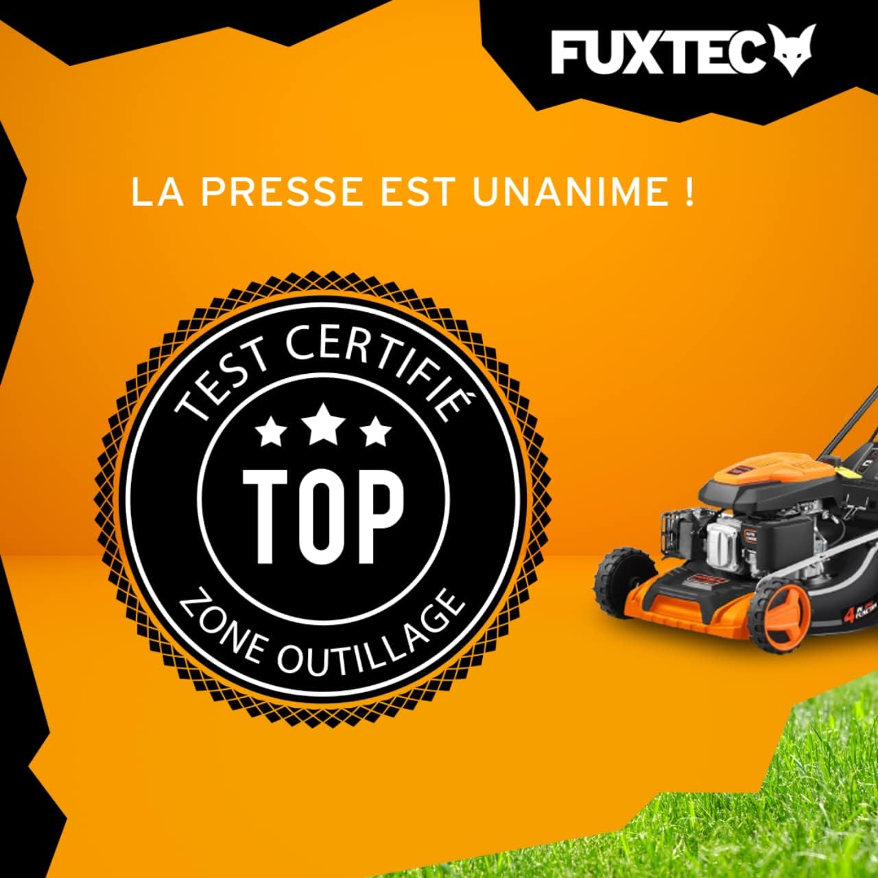 FUXTEC 4en1 Tondeuse Thermique Démarrage Électrique FX-RM5196eS - Largeur de Coupe 51cm, Système autotracté, Fonction Mulching, Réglage Central de la Hauteur de Coupe, 60L Bac de ramassage – Image 6