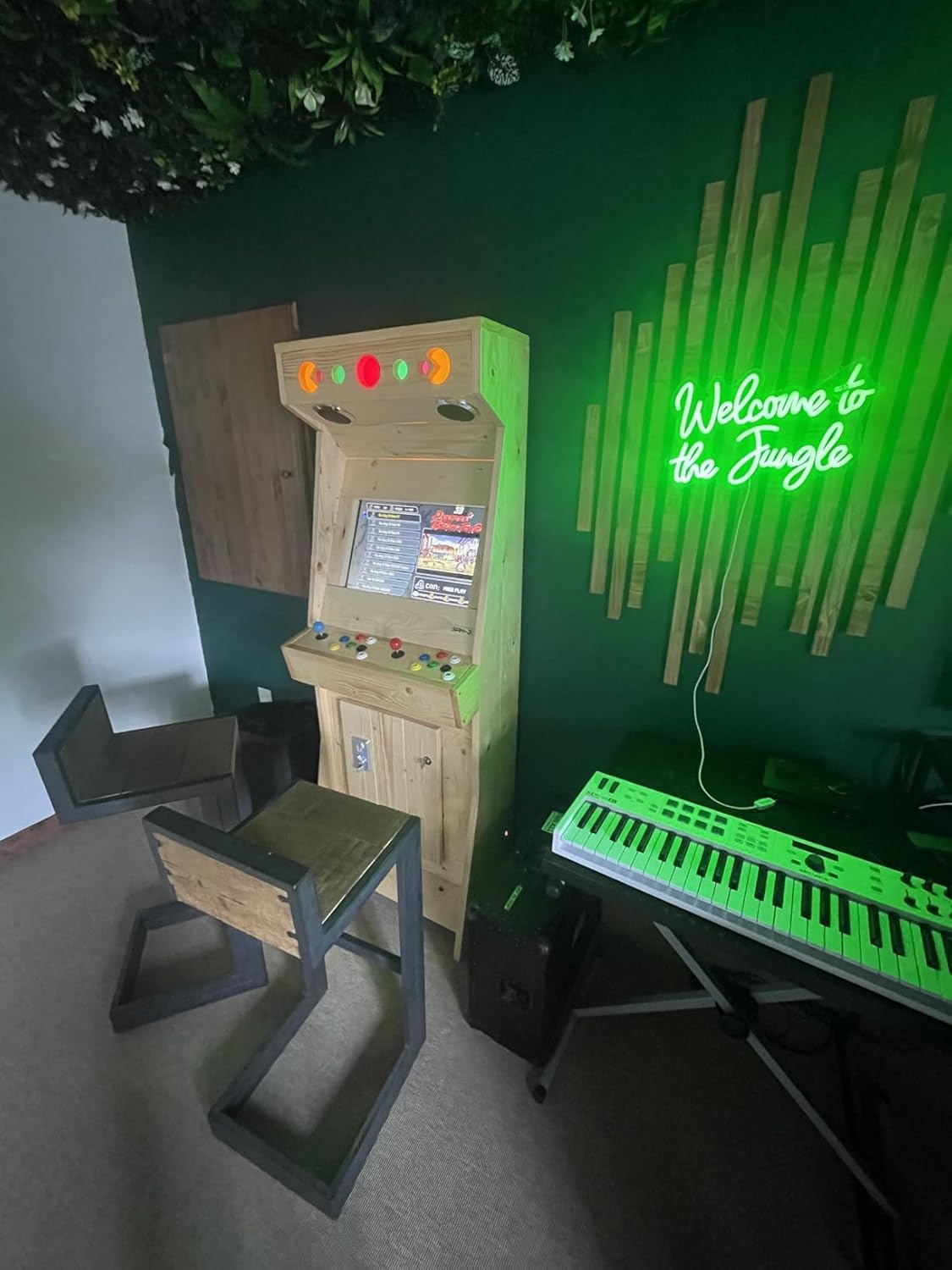 Machine d'arcade rétro en Bois - Fait Main – Borne 2 Joueurs avec +4000 Jeux Classiques, écran LCD 22, Plug & Play – San-J (Nature) – Image 8