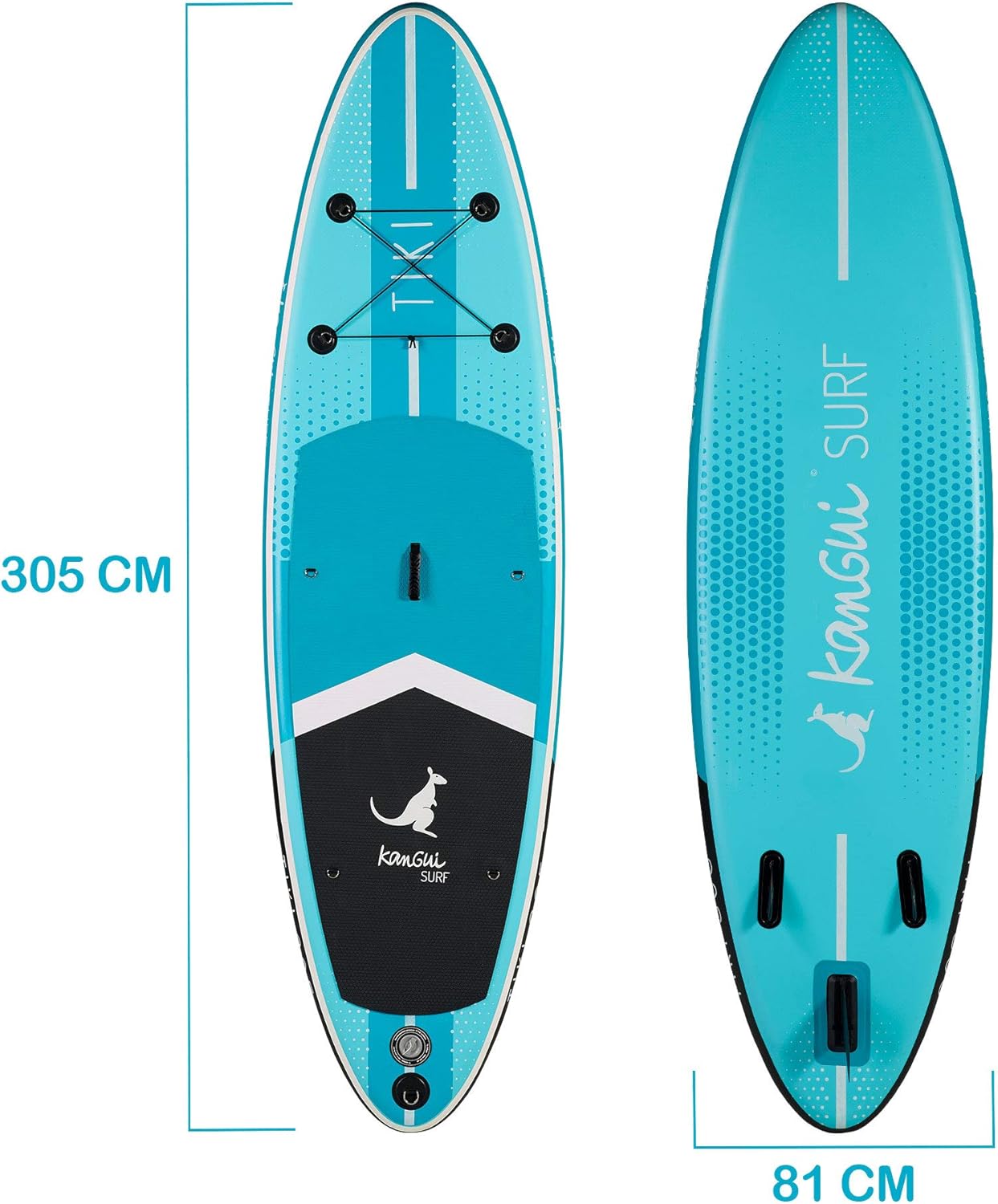 Kangui - Stand up Paddle 305cm Sup Gonflable + pagaie + Sac à Dos + Pompe Haute Pression + Leash + kit de réparation - TIKI – Image 4