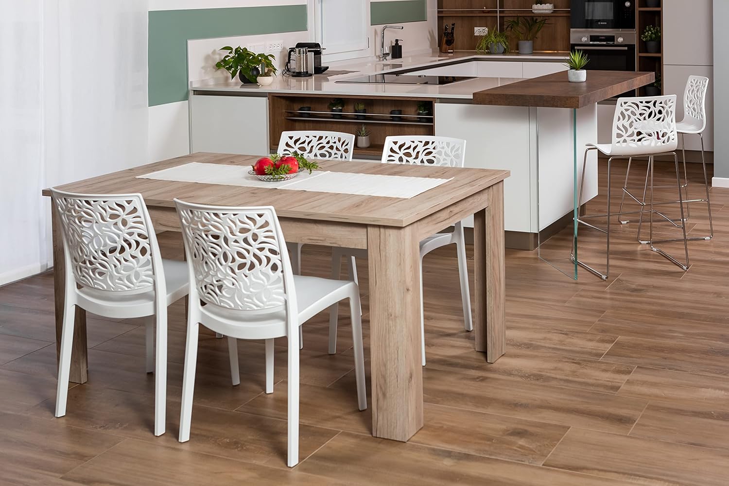 SIEDITI FUORI E DENTRO Chaises en résine avec Fibre de Verre empilables pour intérieur/Cuisine/Salle à Manger et extérieur/Jardin Anna (4 Chaises, Blanc) – Image 2