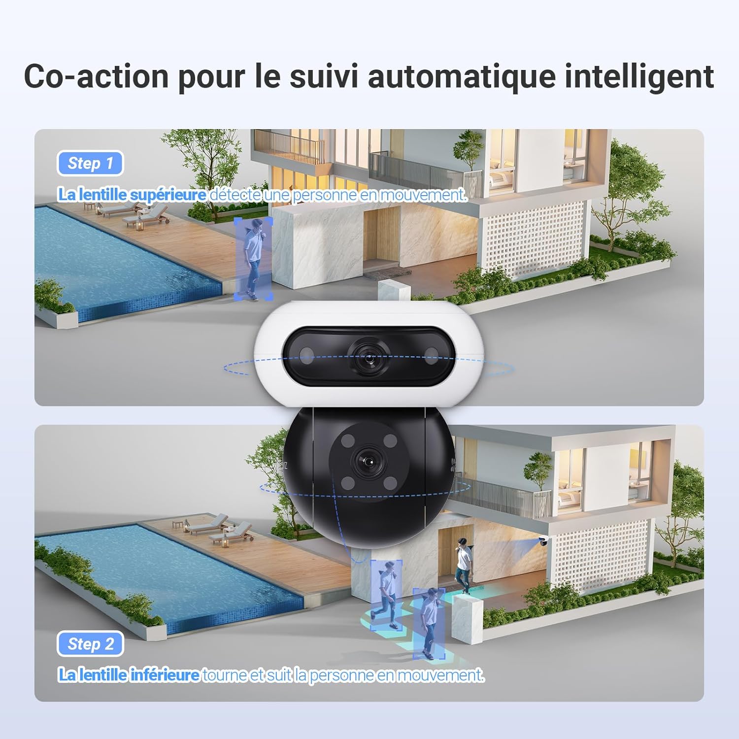 EZVIZ 8MP(4MP+4MP) Camera Surveillance WiFi Exterieure sans Fil à Double Objectif Motorisé, Camera Exterieur Solaire, Mode Always-on, Détection de Personne/Véhicule, CB90 Dual+8W Panneau Solaire – Image 5