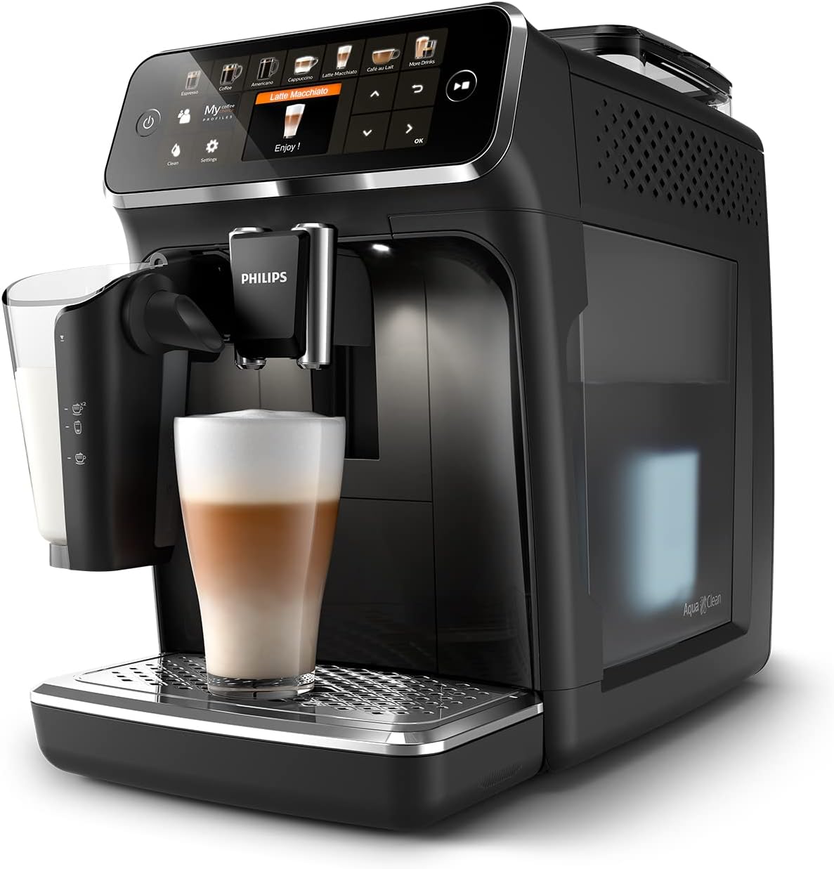 Expresso broyeur Série 5400 – 12 Spécialités de Café, Carafe LatteGo facile à nettoyer, Ecran intuitif, 4 Profils Utilisateur, Machine à café à grain Noir (EP5441/50) – Image 8