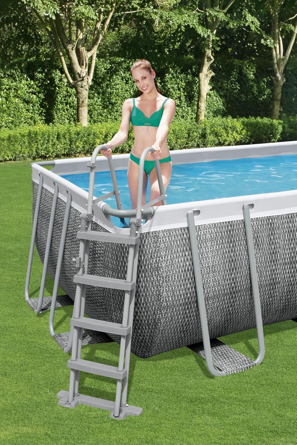 Bestway Piscine Hors Sol Rectangle Power Steel 549 x 274 x 122 cm rotin Gris – Image 4