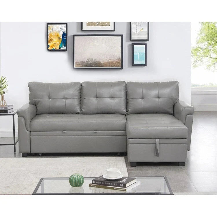 Convertible Reversible Sectional Sofa with Pull-Out Sleeper Bed, Hidden Storage Chaise, and Durable Legs – Image 81