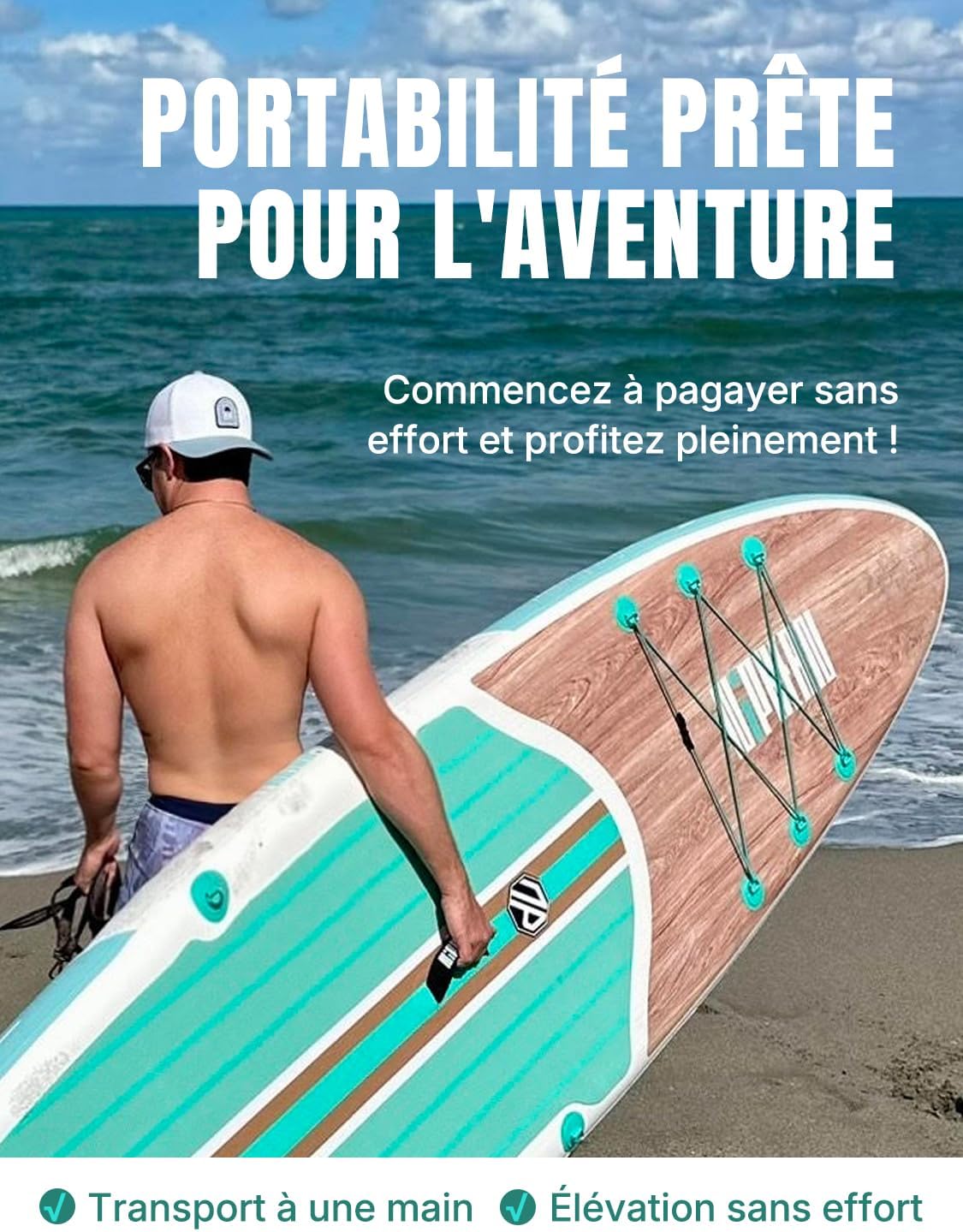 Niphean Paddle Gonflable Adulte avec Tous Les Accessoires, 320cm Planches de Stand Up Paddle Gonflables pour Tous Les Niveaux, Sup avec Capacité 200 kg pour 2 Personnes, Paddle Gonflable avec Siège – Image 9
