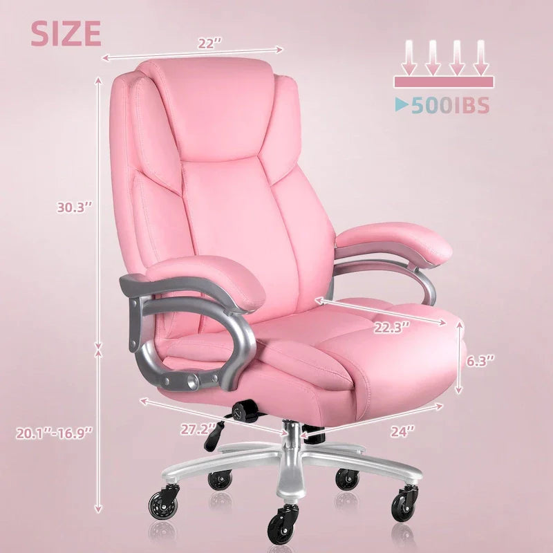Bossin Big and Tall Executive Office Chair,500LBS Adjustable Lumbar Support Ergonomic Chair with High Back PU Leather Computer – Image 4