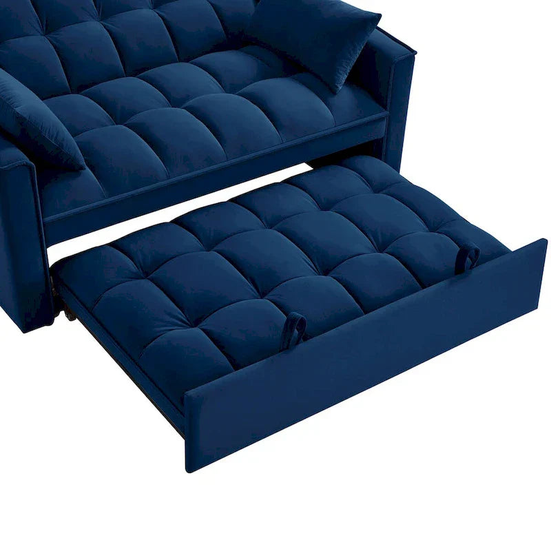 4 in1 Loveseat Sofa Bed with Armrests & Storage Pockets, Multi-Function Tufted Pull-out Sofa Bed with Adjustable Backrest – Image 17