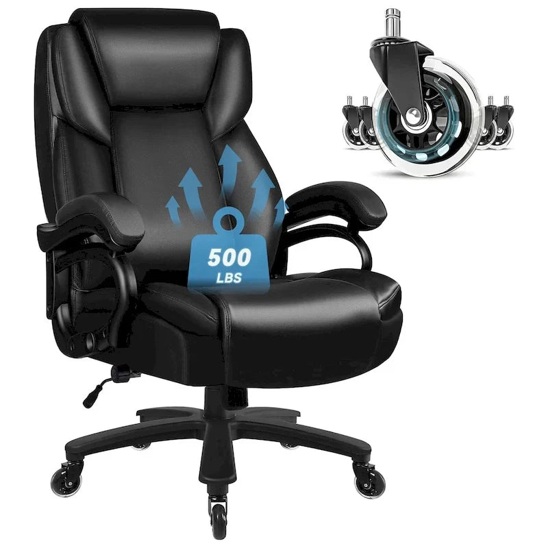 Bossin Big and Tall Executive Office Chair,500LBS Adjustable Lumbar Support Ergonomic Chair with High Back PU Leather Computer – Image 2