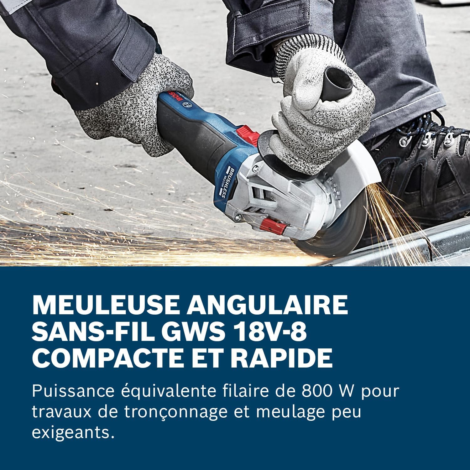 Bosch Professional 18V System meuleuse angulaire sans-fil GWS 18V-8 (diamètre de disque 125 mm, avec 2 batteries GBA 5,0 Ah, chargeur GAL 18V-40, L-BOXX) – Image 3