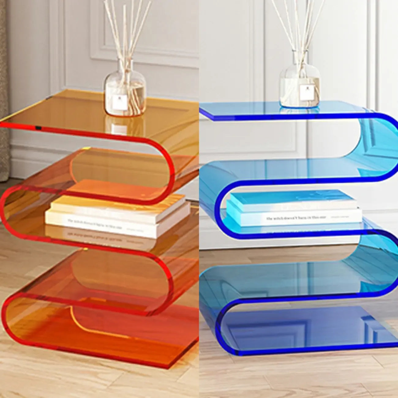 Contemporary Acrylic S-Shaped Side Table with Storage – Image 29